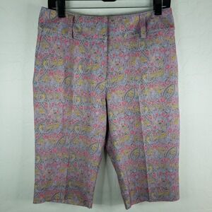 Nike Fit Dry Bermuda 30x14 Shorts Women's 6 Purple Multicolor Floral Golf Shorts